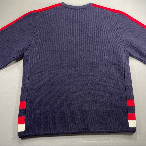 VINTAGE Lands' End 100% Wool Colorblock Crewneck Sweater - Large - Picture 10 of 12